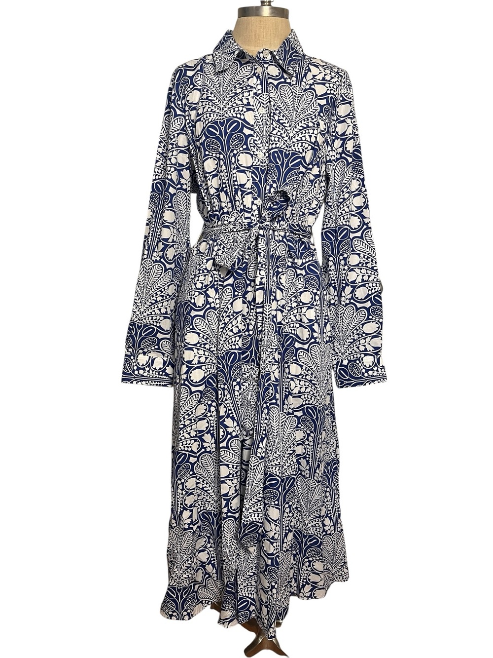 NWT Boden Floral Long Sleeve Shirt Dress Fit &  Flare Gardenia Swirl 16-18 R - Picture 4 of 10